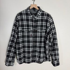 Speed and Strength Black and White Plaid Zip/Snap Flannel Riding Jacket XL
